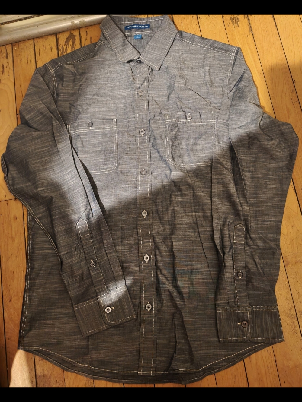 New! Port Authority Men’s Charcoal Gray Long-Sleeve Button-Down Dress Shirt Nwot